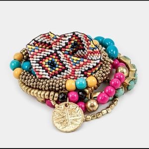 NEW Adele Boho Multi Beaded Disc Charm Bracelets